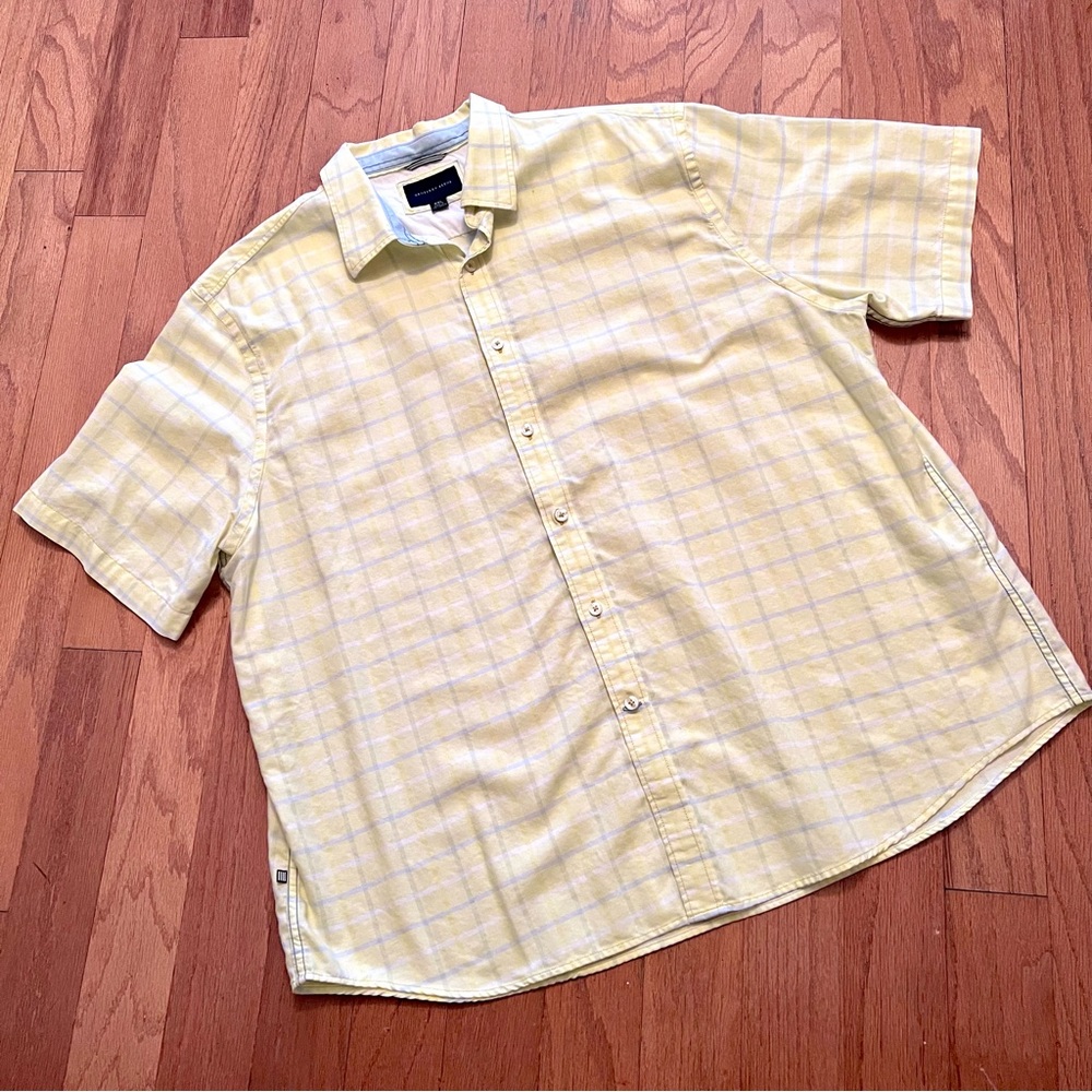 Geoffrey Beene Men's Yellow Plaid Shirt Size XXL